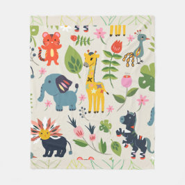 Tier Jungle Pastel Leaf Muster Fleecedecke