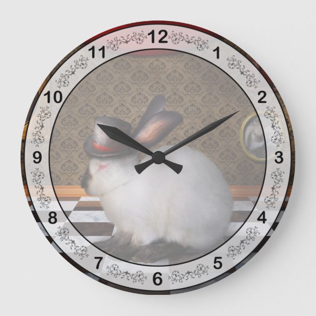 Tier - Kaninchen - Umkehrung Große Wanduhr (Vorderseite)