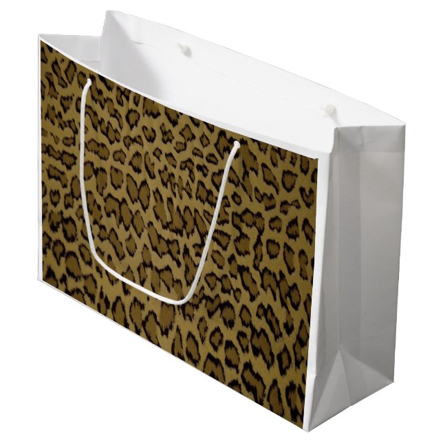 TIER LEOPARD DRUCK GROßE GESCHENKTÜTE (Vorderseite Schrägansicht)