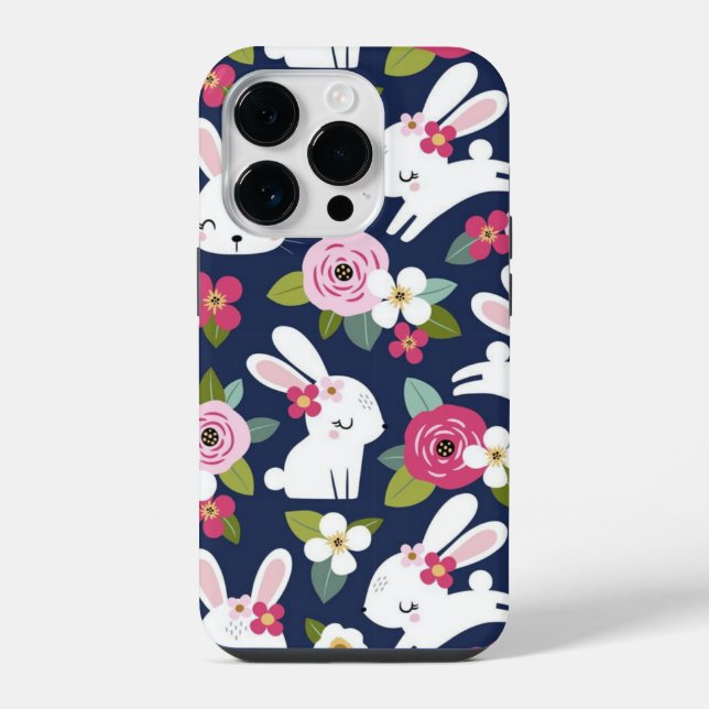 Tier mit Blumenmuster  iPhone Hülle (Rückseite)