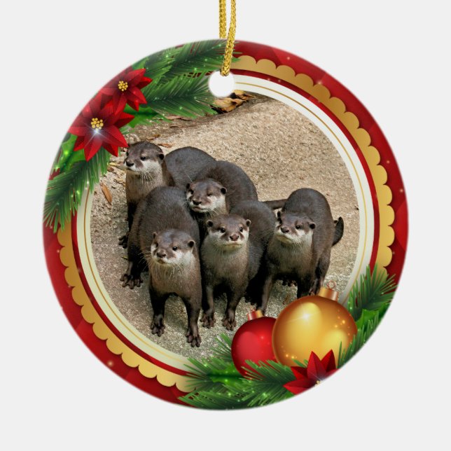 Tier-Otter-niedliche Weihnachtstiere Keramik Ornament (Vorne)