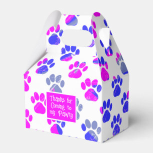 Tier-Pfoten-Silhouette Blau Rosa Pawty-Papier Geschenkschachtel