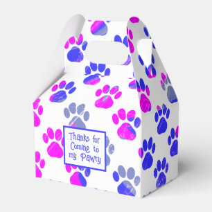 Tier-Pfoten-Silhouette Blau Rosa Pawty-Papier Geschenkschachtel