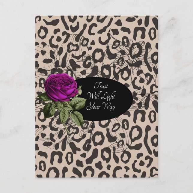 Tier Print Floral Postcard Designer Postkarte (Vorderseite)