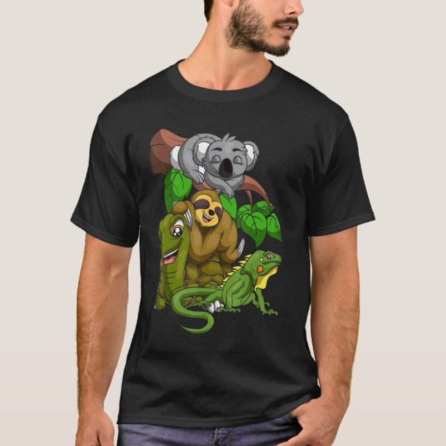 Tier Squad Koala Faultier Schildkröte Iguana Kinde T-Shirt (Vorderseite)