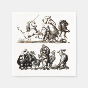 Tier Süße Kunst Einhorn Elefant Löwe Zoo Serviette