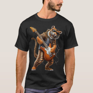 Tier Tiger Gitarre Tiger spielt elektrische Gitarr T-Shirt
