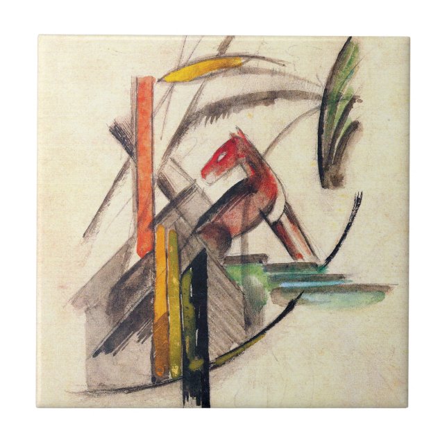 Tier von Franz Marc, Vintage Ausdruckskunst Fliese (Vorderseite)