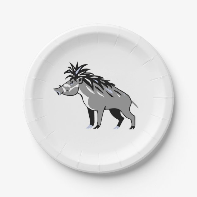 Tier - WARTY PIG - Warthog - Wildtiere - Natur Pappteller (Vorderseite)