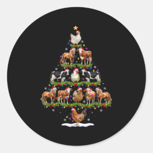 Tier-Weihnachtsbaum-Lichter Huhn Kuh Ziege Bauernh Runder Aufkleber