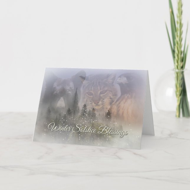 Tier-Winter-Sonnenwende-Segen-Karte Feiertagskarte (Vorderseite)
