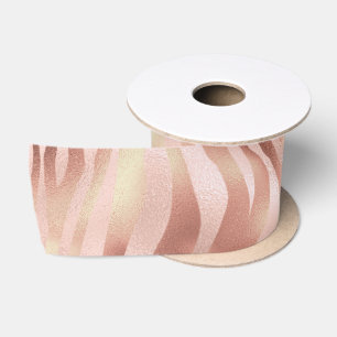 Tier Zebra Streifen Helles Rosa Golden Bronze Satinband