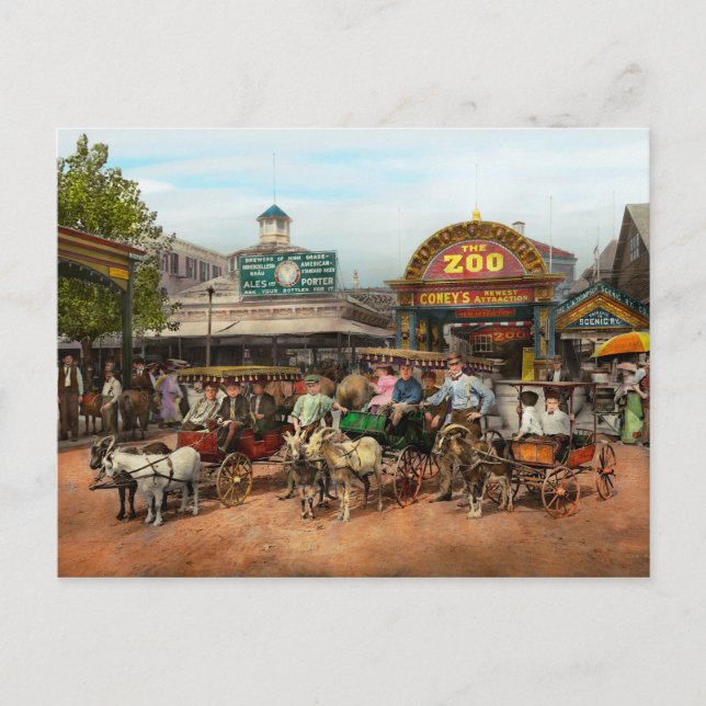 Tier - Ziegen - Coney Island NY - Kinderfahrten 19 Postkarte (Vorderseite)