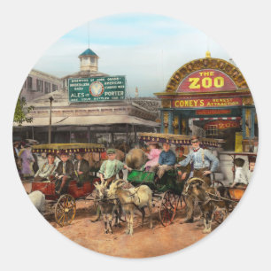 Tier - Ziegen - Coney Island NY - Kinderkarussell Runder Aufkleber