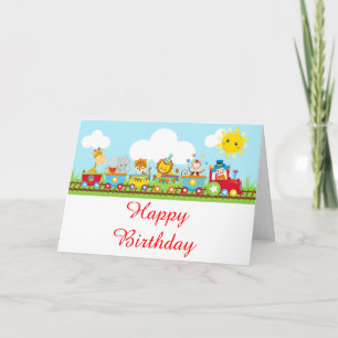 Tier-Zirkus-Zug-Kinder-Geburtstag Karte