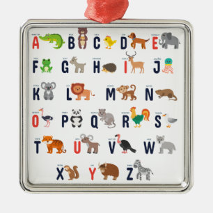 TierABCs - Alphabet Silbernes Ornament