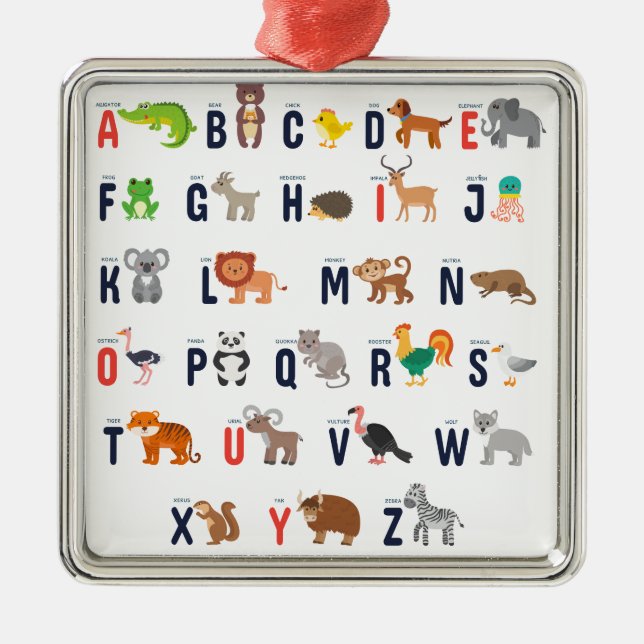 TierABCs - Alphabet Silbernes Ornament (Vorne)