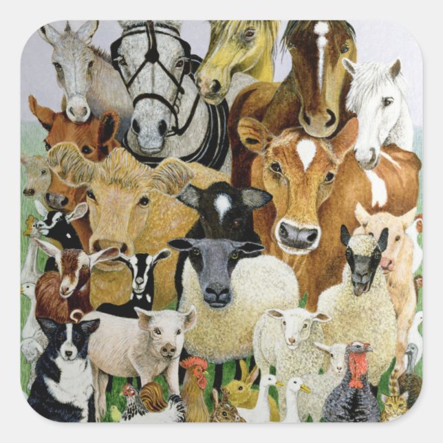 Tierallsorten Quadratischer Aufkleber (Vorderseite)