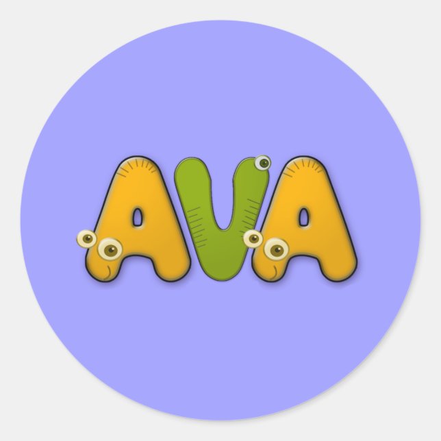 Tieralphabet Ava Runder Aufkleber (Vorderseite)