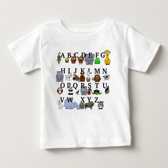 Tieralphabet Baby T-shirt (Vorderseite)
