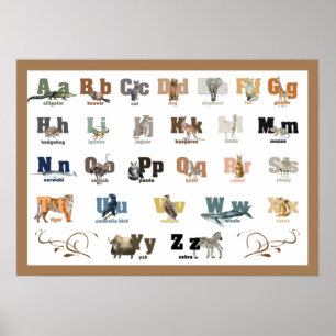 Tieralphabet  Kinderzimmer und Jugend 28 x 20 Post Poster