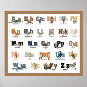 Tieralphabet  Kinderzimmer und Kinder 24 x 20 Poster