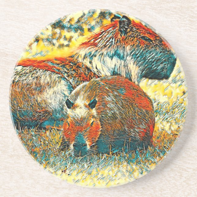 TierArt_Capybara_004 Getränkeuntersetzer (Vorne)