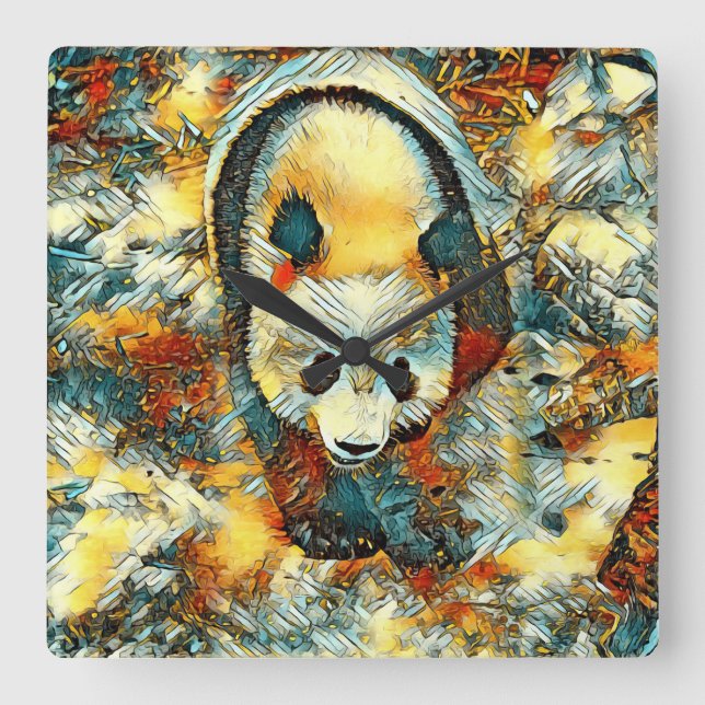 TierArt_Panda_006 Quadratische Wanduhr (Vorderseite)
