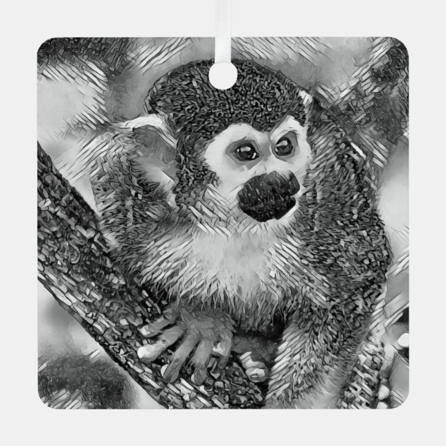 TierArtBW_Monkey_002 Ornament Aus Metall (Vorderseite)