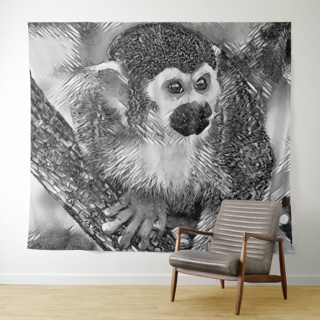 TierArtBW_Monkey_002 Wandteppich (Beispiel (Horizontal))