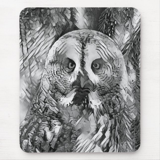 TierArtBW_Owl_001 Mousepad (Vorne)