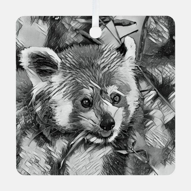 TierArtBW_RedPanda_003 Ornament Aus Metall (Vorderseite)