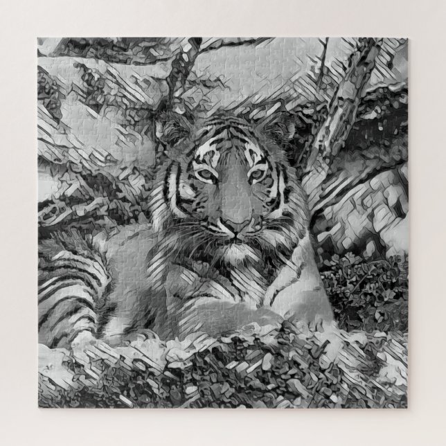 TierArtBW_Tiger_001 Puzzle (Vertikal)