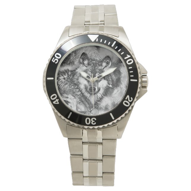TierArtBW_Wolf_001 Armbanduhr (Vorderseite)