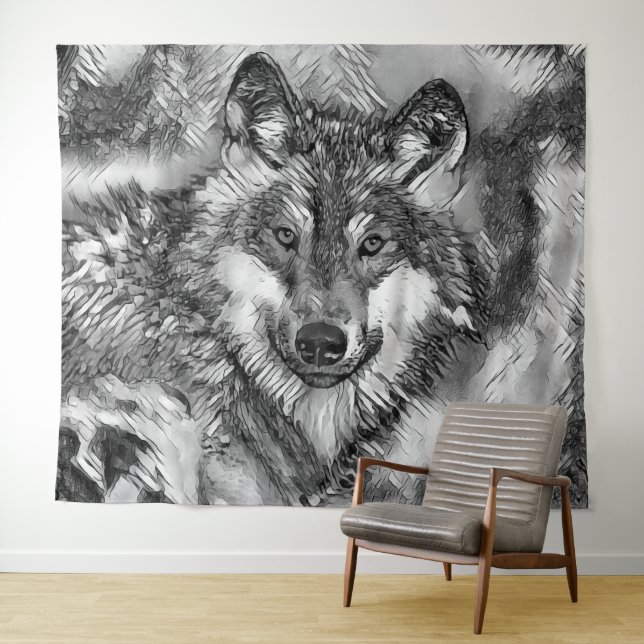 TierArtBW_Wolf_001 Wandteppich (Beispiel (Horizontal))