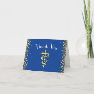 Tierarzt Abschluss Blau Gold Dankeskarte