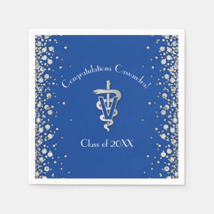 Tierarzt-Abschluss Blau Silber Serviette