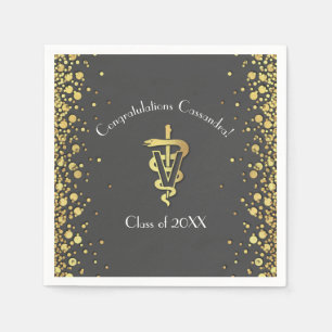 Tierarzt-Abschluss Grau Gold Serviette
