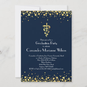 Tierarzt Abschluss Navy Blau Gold Einladung