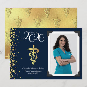 Tierarzt Abschluss Navy Blau Gold Einladung