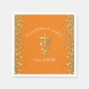 Tierarzt-Abschluss Orange Gold Serviette