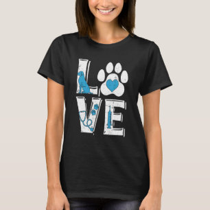Tierarzt-Ass Love Animals Retro Veterinär-Technike T-Shirt