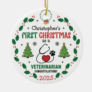 Tierarzt Erste Weihnachtsfeier Personalisierte Orn Keramik Ornament
