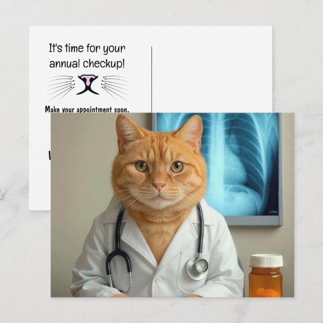 Tierarzt Katze mit Stethoskop Postkarte (Vorne/Hinten)