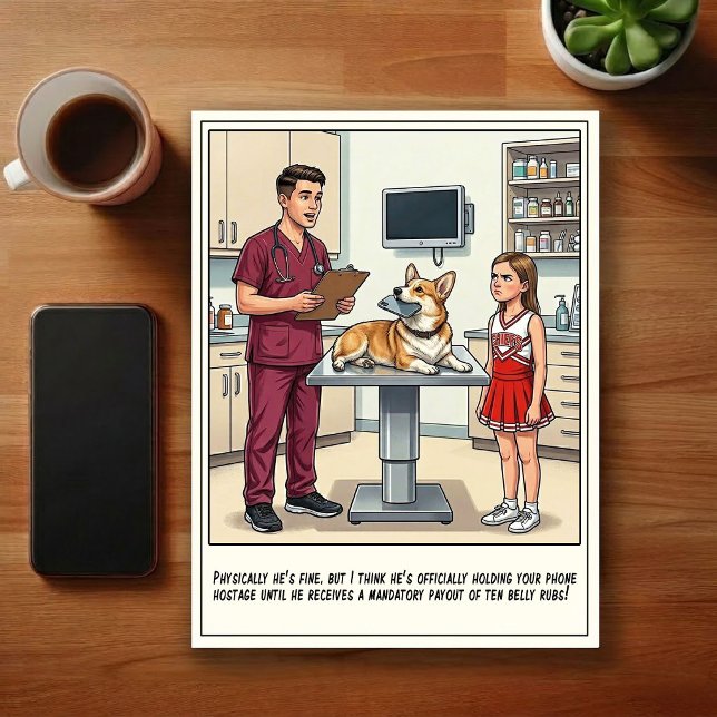 Tierarzt-Notaufnahme-Abenteuer-Cartoon Postkarte (Von Creator hochgeladen)