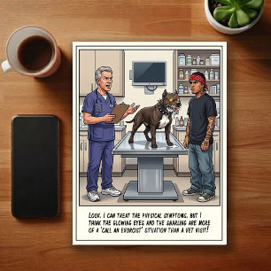 Tierarzt-Notaufnahme-Abenteuer-Cartoon Postkarte