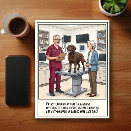 Tierarzt-Notaufnahme-Abenteuer-Cartoon Postkarte