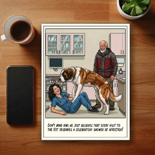 Tierarzt-Notaufnahme-Abenteuer-Cartoon Postkarte