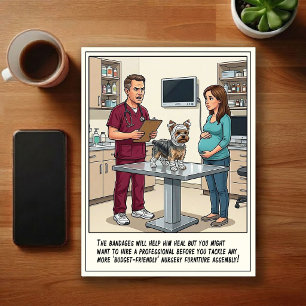 Tierarzt-Notaufnahme-Abenteuer-Cartoon Postkarte
