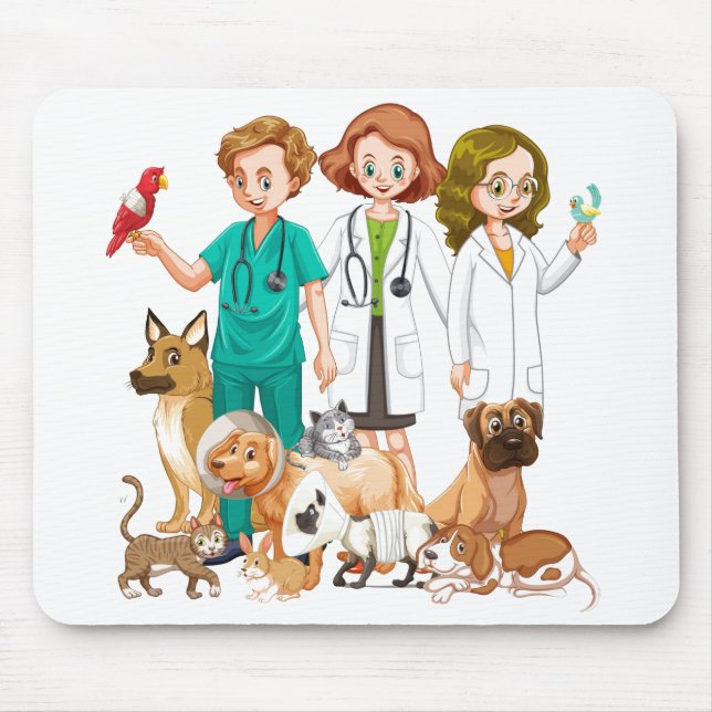 Tierarzt Personen Hintergrund Mousepad (Vorne)